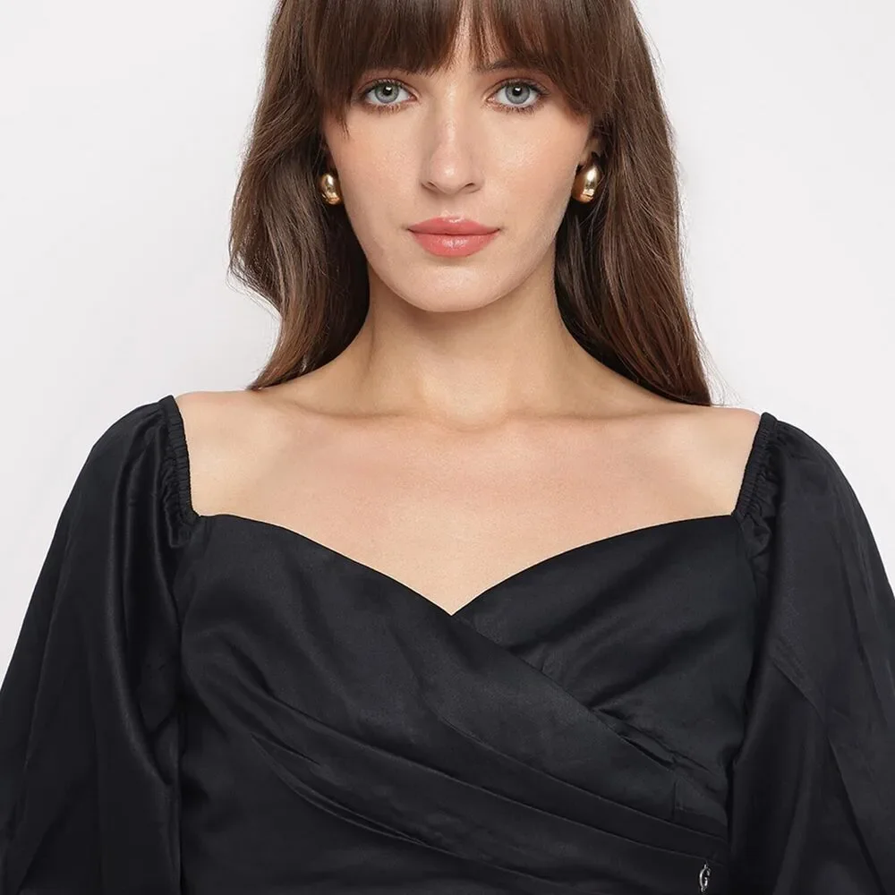 Guess Women's Off Shoulder Cropped Jun Shirt Jet Black Medium NWT - Picture 6 of 10